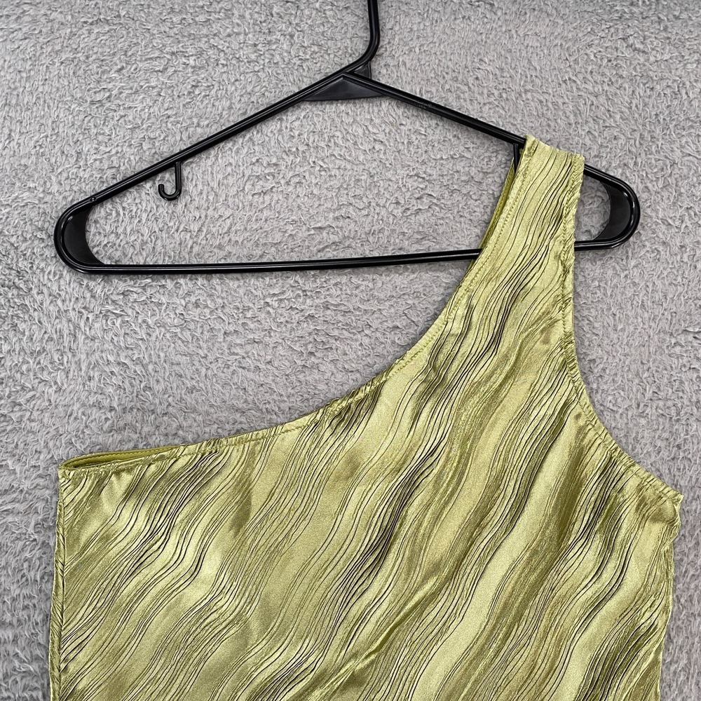 Dolan Anthropologie Top Womens Large One Shoulder Asymmetrical Silky Wavy Green - Picture 10 of 13